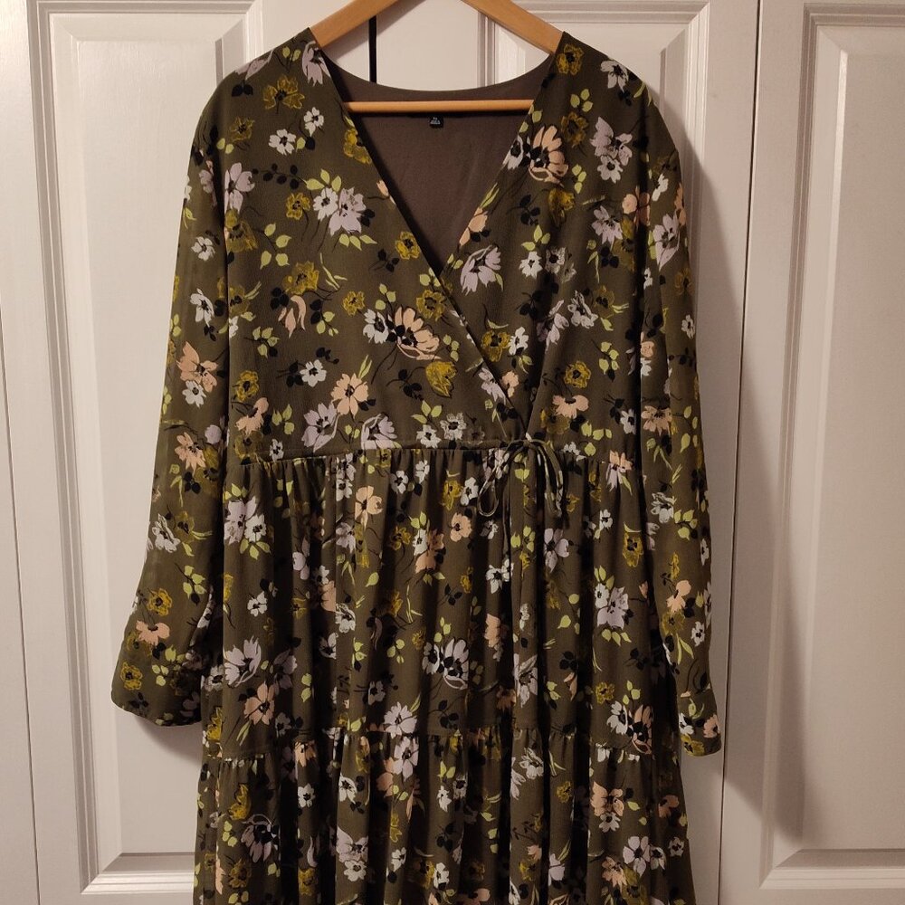 MADEWELL Cinch-Waist Tiered Midi Dress in Wildblooms (Extra Large)